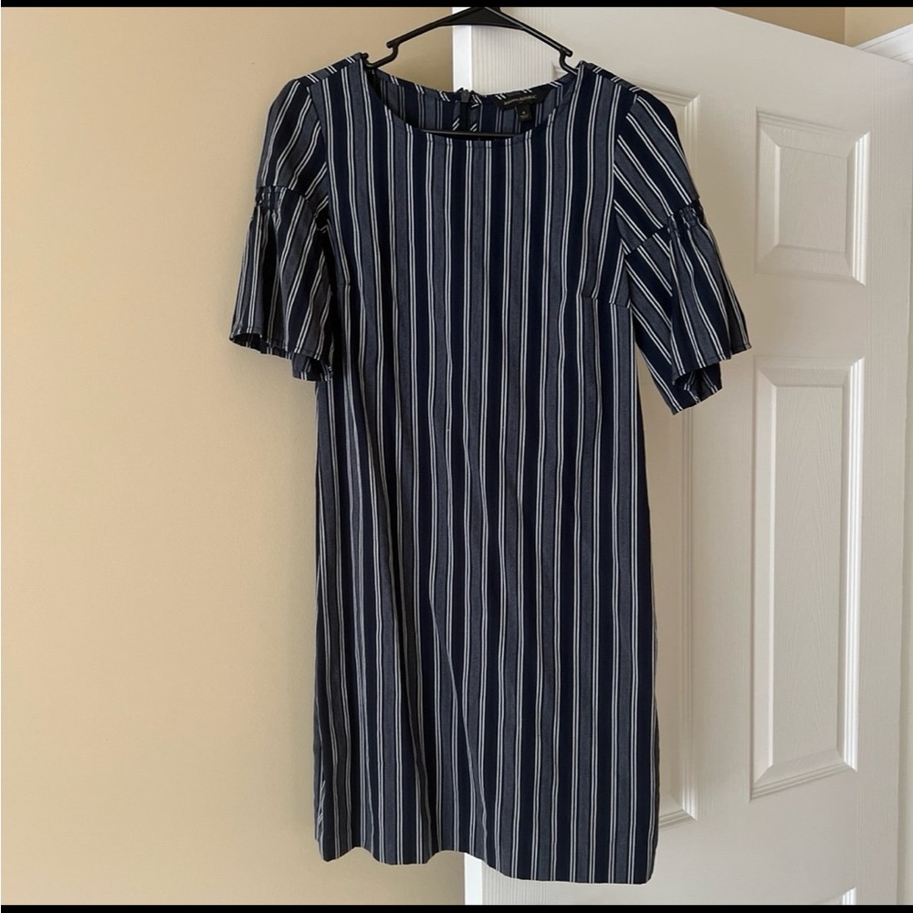 Banana Republic Navy and White Striped Mini Shift Dress Size 4